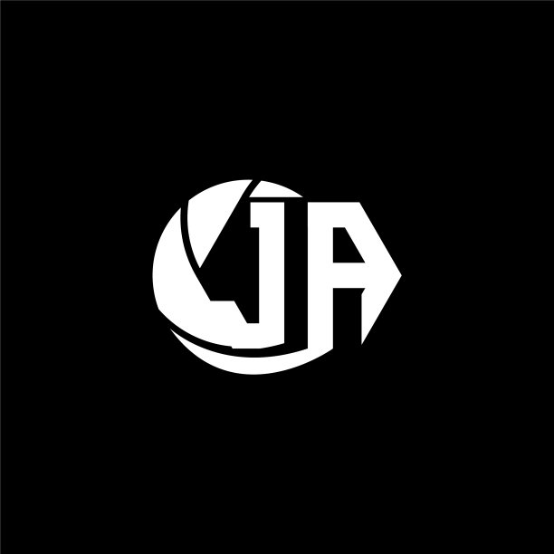 初始ja标志设计几何和圆形风格图片下载