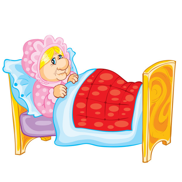 祖母戴着帽子躺在床上，身上盖着一顶帽子图片下载