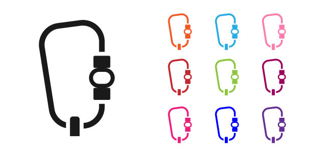 黑色钩图标孤立在白色背景。极限运动。运动设备。设置彩色图标。向量图片下载