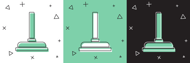 在白、绿、黑背景上隔离出用于管道清洗的木柄橡胶柱塞图标。刷马桶的刷子。向量图片下载