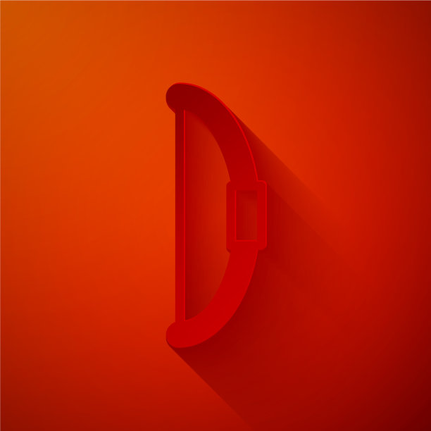 剪纸弓图标孤立在红色背景图片下载