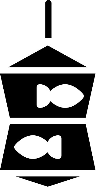 黑色渔网与鱼的图标孤立在白色图片下载