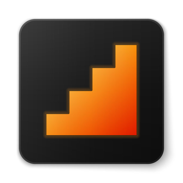 橙色发光的霓虹灯楼梯图标隔离图片下载