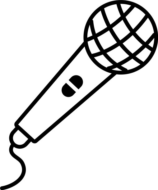 经典的麦克风与线图标线风格图片下载