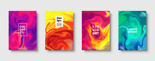 彩色抽象几何背景。液体动态梯度波。流体大理石纹理。现代覆盖集。Eps10向量图片下载