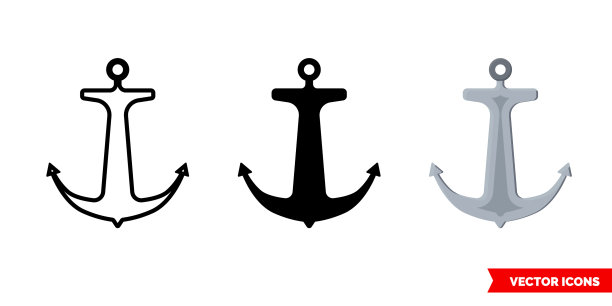 锚图标3种类型孤立符号图片下载