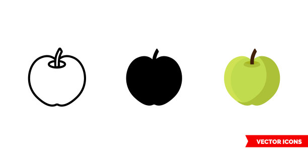 苹果图标3种类型孤立符号符号图片下载