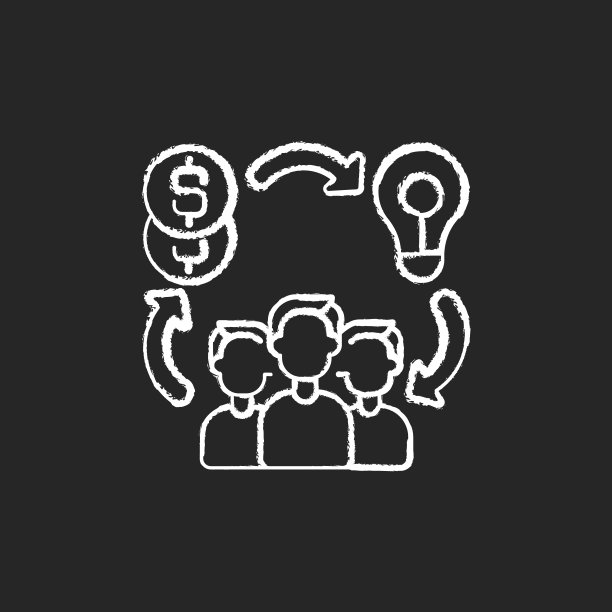 社会创业粉笔白色图标在黑色背景图片下载