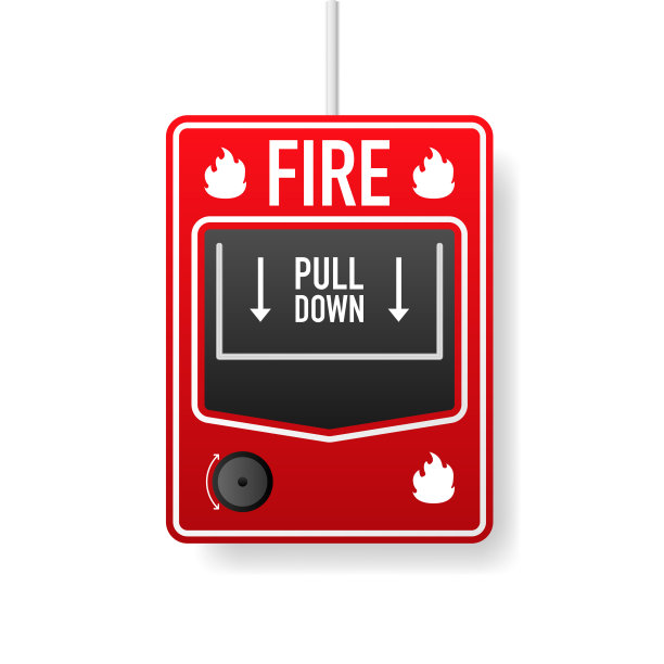 火灾报警系统。消防设备隔离在白色背景图片下载