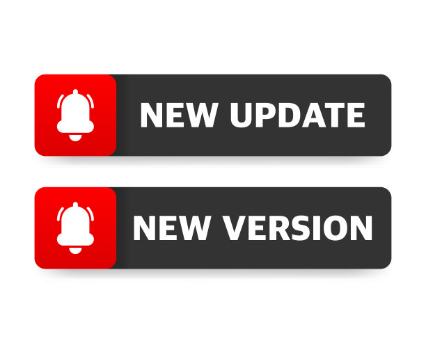 新的更新白色背景上的红色标签。红色的横幅。贝尔的消息。矢量插图。图片下载