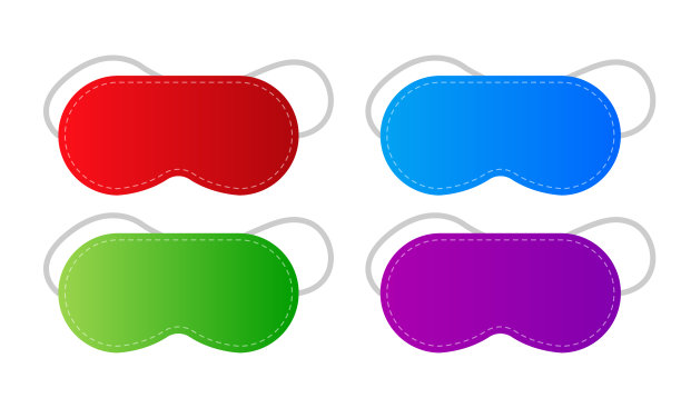 白色背景上不同颜色的睡眠面具。现实的对象。矢量插图。图片下载