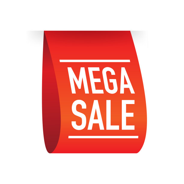 带有红色贴纸的大型促销复古图标，用于banner设计。矢量素材。图片下载