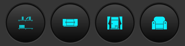 架子上放置书籍，电视台，窗帘和扶手椅图标。向量图片下载