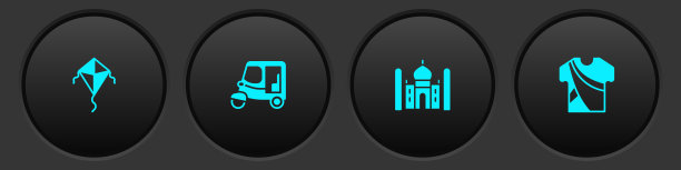 Set Kite, Taxi tuk tuk, Taj Mahal and Indian man dress icon。向量图片下载