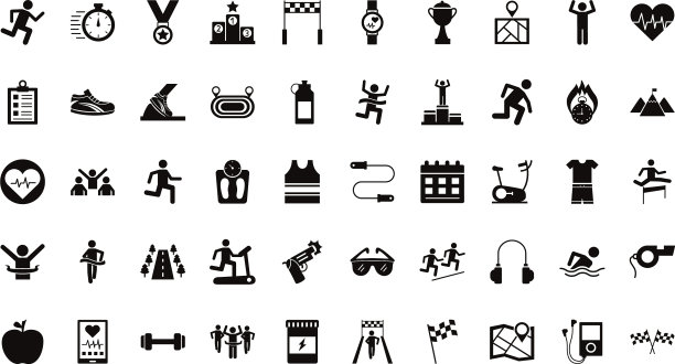 捆绑跑步者和轨道设置图标图片下载