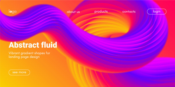 带有抽象流体形状的登陆页面模板图片下载
