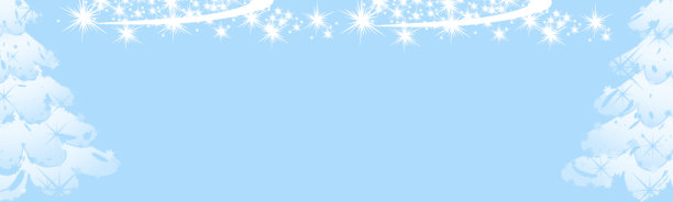 横幅上有一棵圣诞树的剪影和一些星星在蓝色的背景图片下载