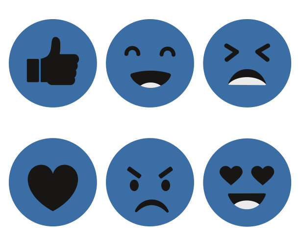 设置表情符号平面设计风格蓝色图片下载