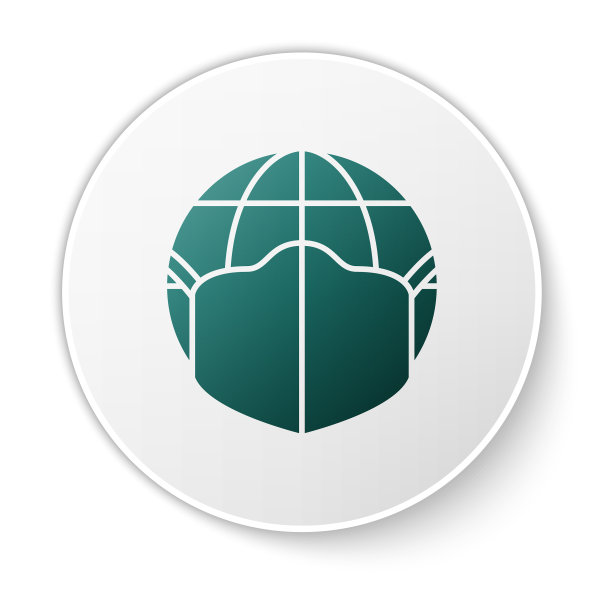 绿色地球地球与医疗口罩图标隔离图片下载