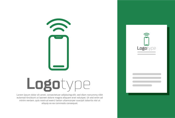 绿线无线智能手机图标隔离图片下载