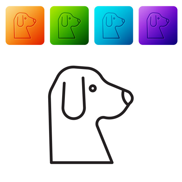 黑色线狗图标孤立在白色背景图片下载