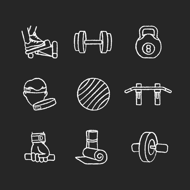 健身器材粉笔白色图标设置为黑色图片下载