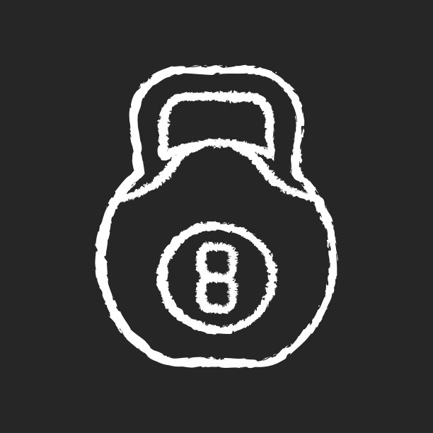 壶铃粉笔白色图标上的黑色背景图片下载