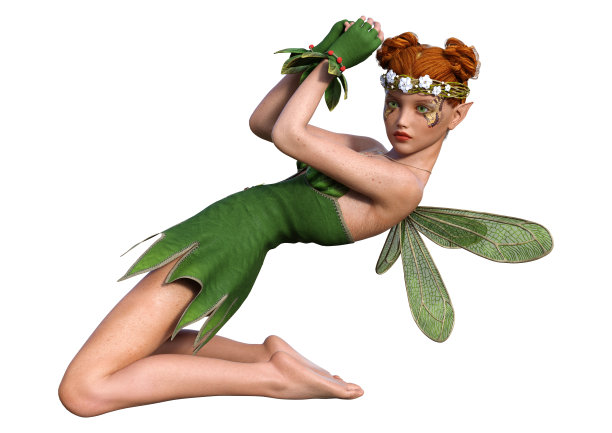 3D插图春仙子在白色图片下载