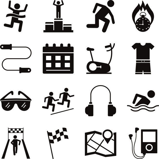 捆绑跑步者和轨道设置图标图片下载