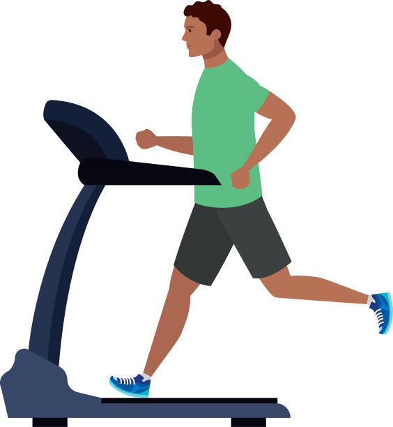 在跑步机上跑步的男运动员图片下载
