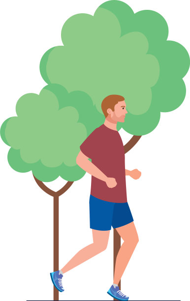 大自然中有男人在跑，男运动员和树图片下载