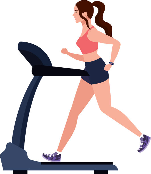 在跑步机上跑步的运动女性图片下载