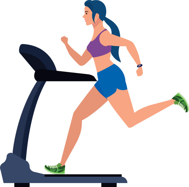 在跑步机上跑步的运动女性图片下载