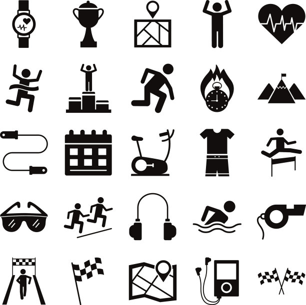 捆绑跑步者和轨道设置图标图片下载