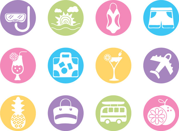 捆绑夏季度假集图标图片下载