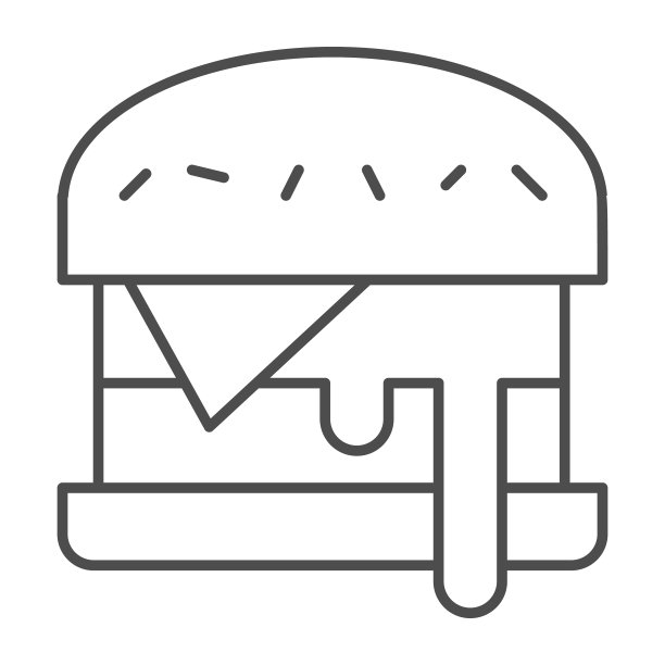 芝士汉堡细线标志街头食品概念图片下载