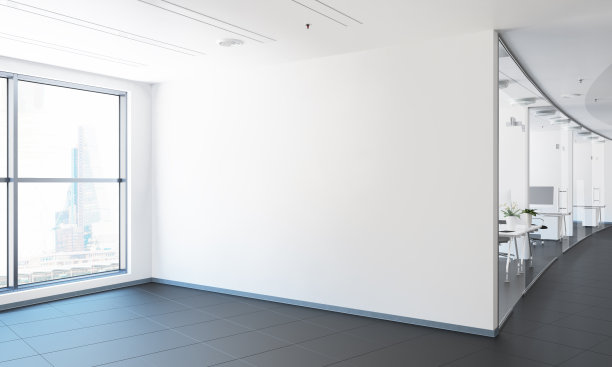 白色的大墙在办公室模拟图片下载