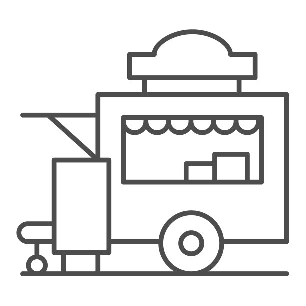 拖车亭细线图标街头小吃概念图片下载