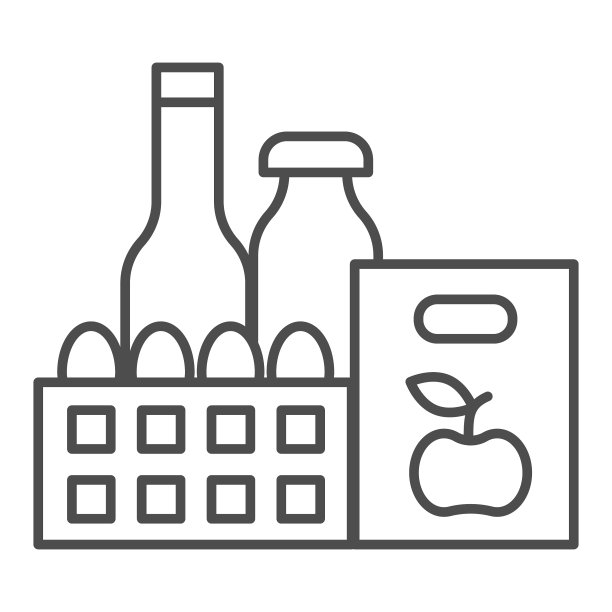 产品细线图标杂货购物概念图片下载