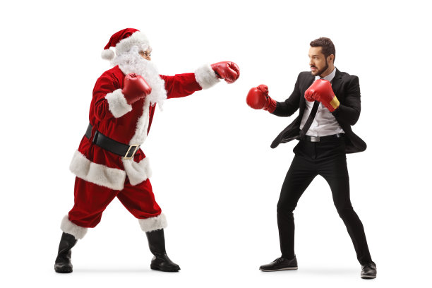 圣诞老人和商人拳击图片下载
