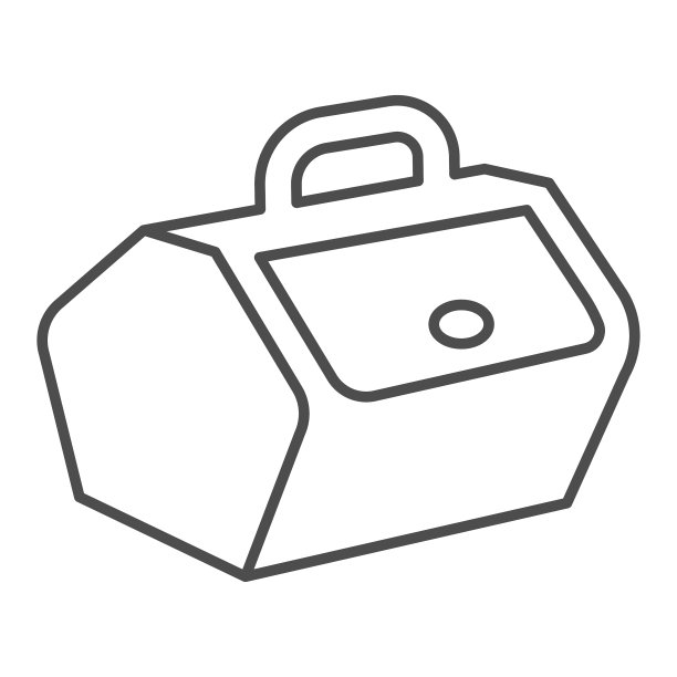 野餐篮子盖和处理细线图标图片下载