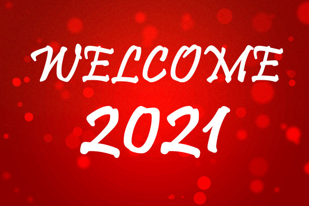 欢迎2021文字与数字红色发光效果红色背景图片下载