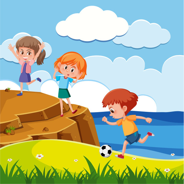 许多孩子在公园里玩耍的场景图片下载