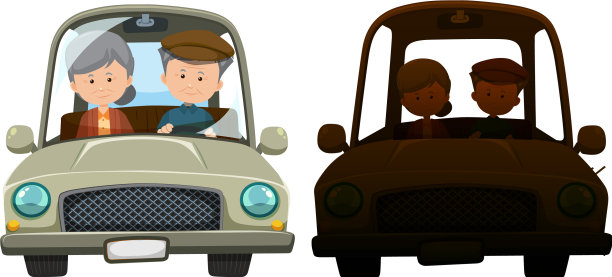 剪影人在白色的汽车上行驶图片下载