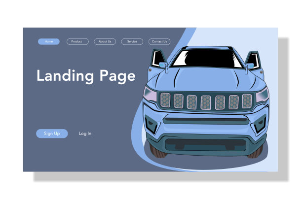 现代平面风格的汽车登陆页面图片下载