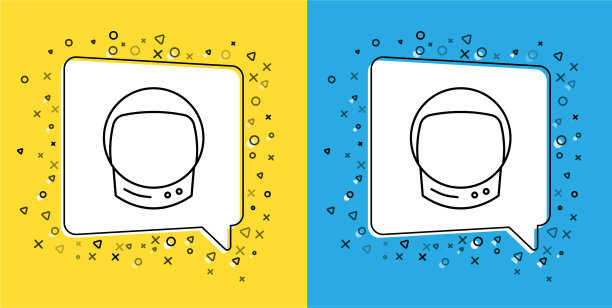 设定线宇航员头盔图标隔离在黄色图片下载