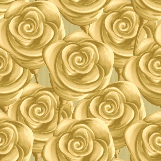 金色油画花卉无缝图案与玫瑰图片下载