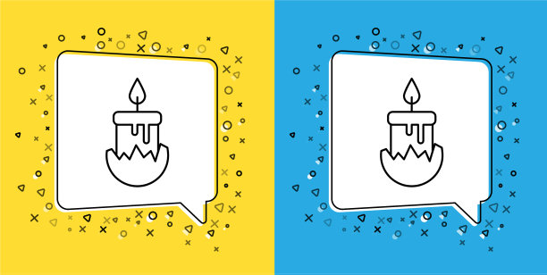 设置线燃烧的蜡烛在烛台图标图片下载