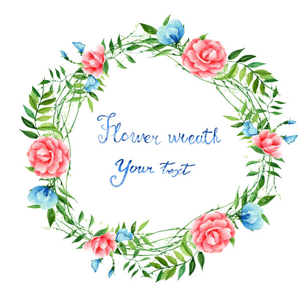 给你的卡片，手工制作，水彩画，收集自元素，香豌豆，茶花，花环框架，花，芽，叶，细条纹图片下载