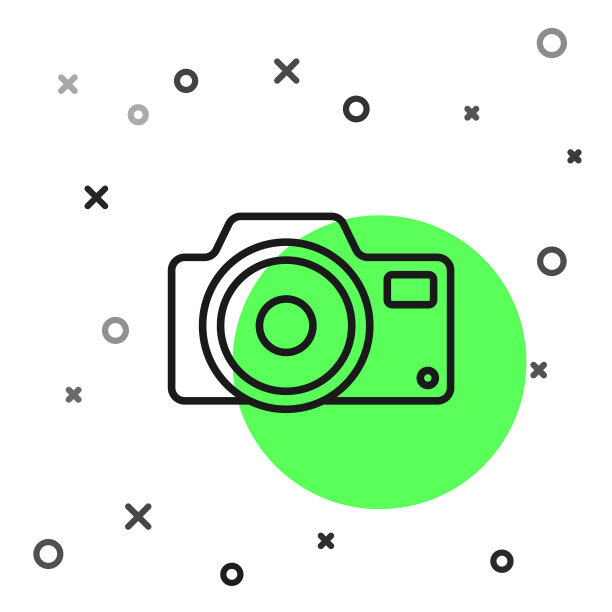 黑线照片相机图标孤立在白色图片下载